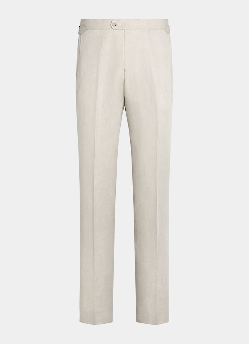SUITSUPPLY Summer Linen Cotton by Di Sondrio, Italy Sand Tailored Fit Havana Suit
