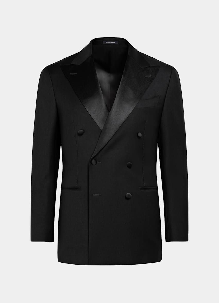 SUITSUPPLY All Season Pure S110's Wool by Vitale Barberis Canonico, Italy Black Tailored Fit Havana Tuxedo