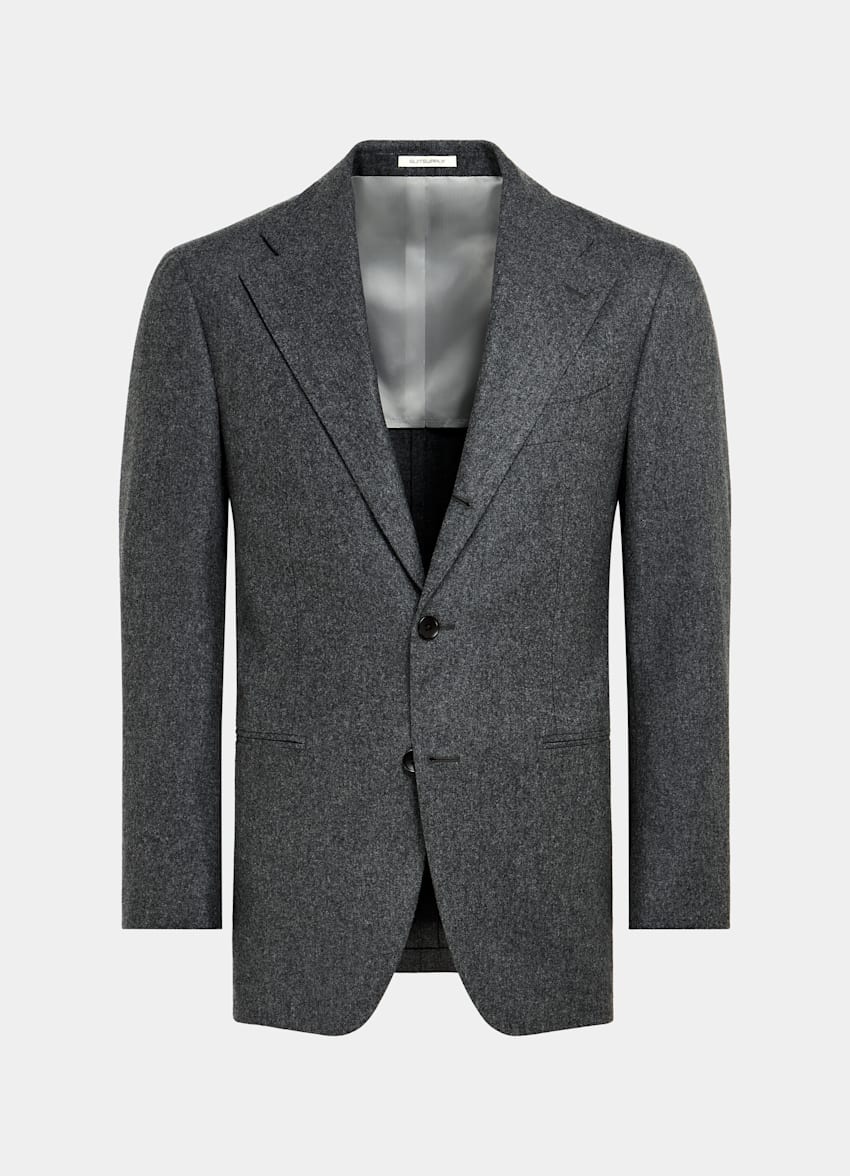 SUITSUPPLY Winter Circular Wool Flannel by Vitale Barberis Canonico, Italy Mid Grey Roma Suit