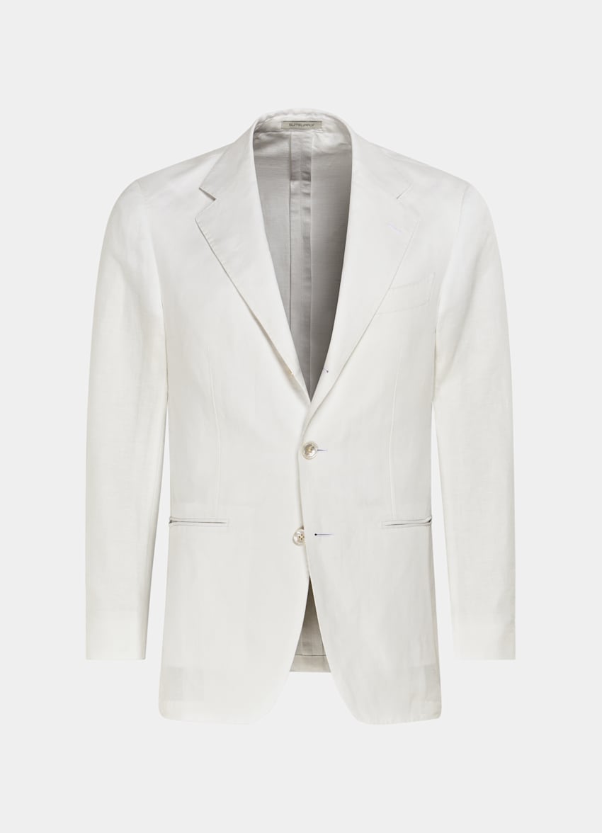 SUITSUPPLY Summer Linen Cotton by Di Sondrio, Italy Off-White Tailored Fit Havana Suit