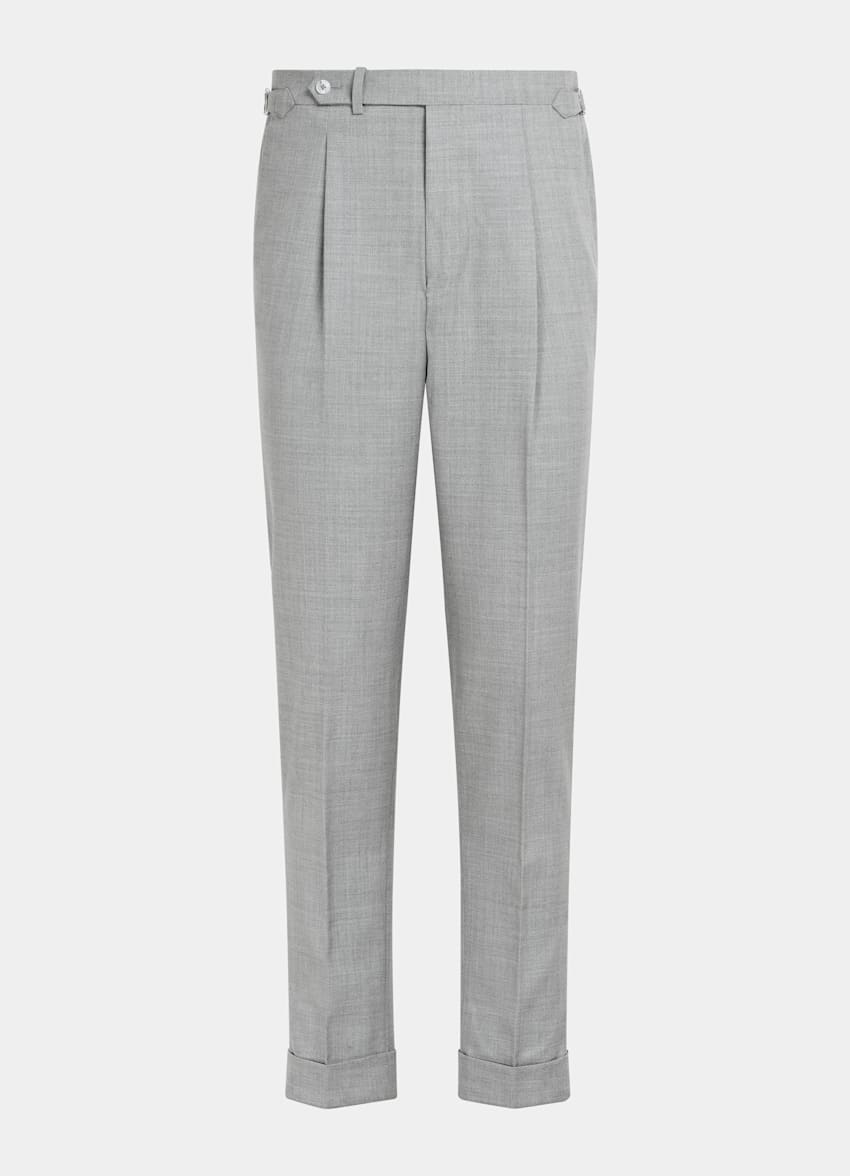 SUITSUPPLY All Season Ren Traveller-ull i 4-ply från Rogna, Italien Havana ljusgrå kostym med tailored fit