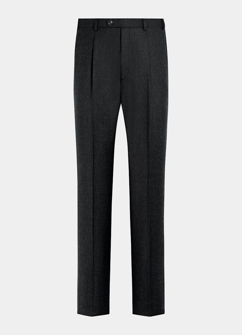 SUITSUPPLY Winter Pure S120's Wool Flannel by Vitale Barberis Canonico, Italy Dark Grey Tailored Fit Havana Suit