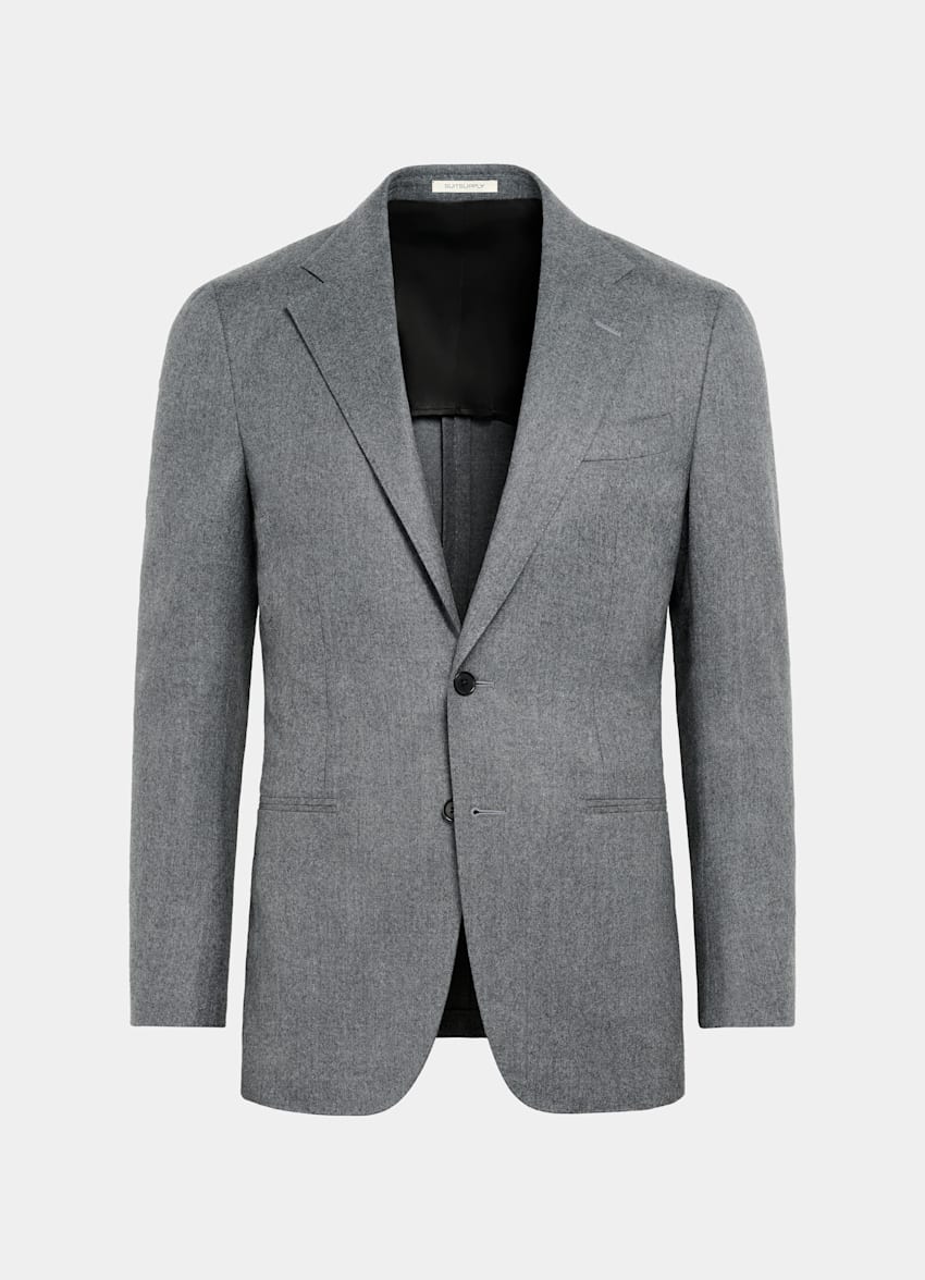 SUITSUPPLY Winter Pure S120's Flannel Wool by Vitale Barberis Canonico, Italy Mid Grey Tailored Fit Havana Suit