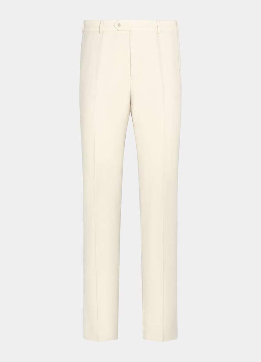SUITSUPPLY Pure 4-Ply Traveller Wool by Rogna, Italy Off-White Tailored Fit Havana Tuxedo