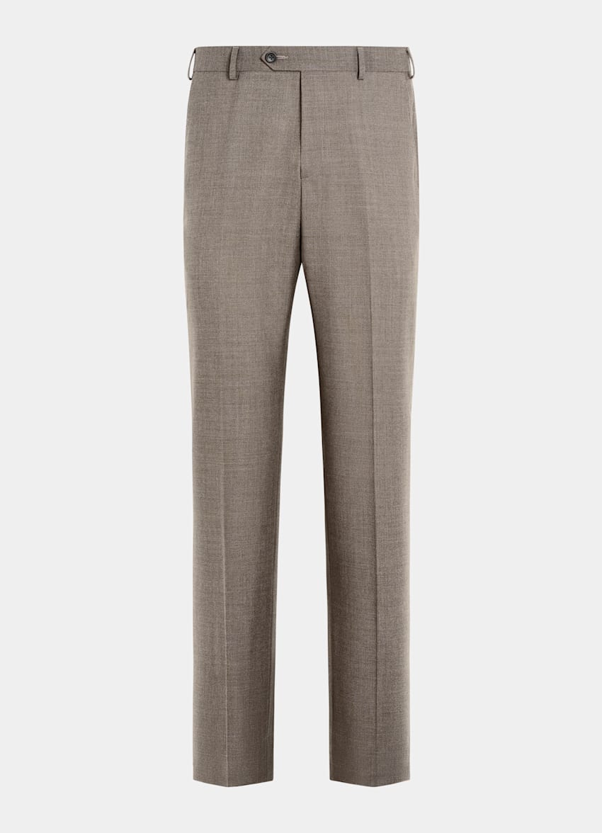 SUITSUPPLY All Season Wrinkle-Free 4-Ply Wool by Rogna, Italy Taupe Tailored Fit Havana Suit
