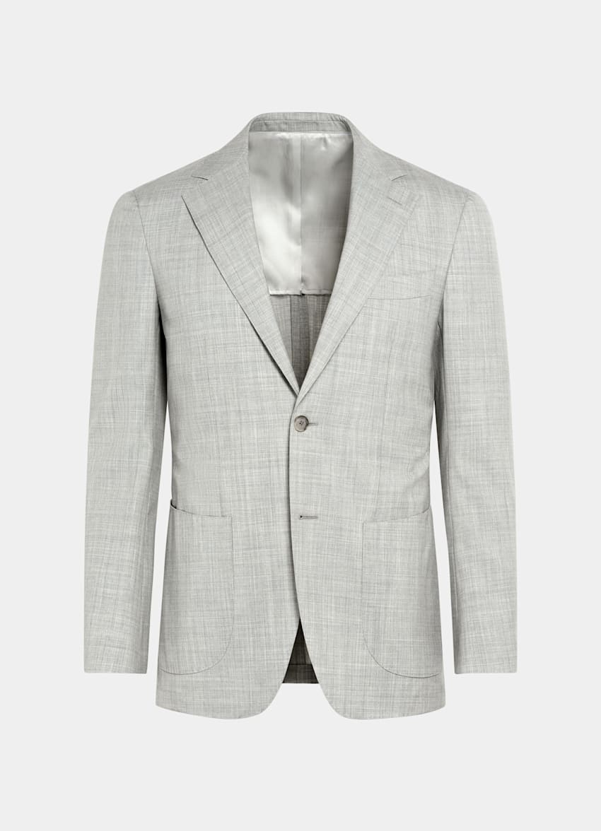 SUITSUPPLY All Season Pure Tropical Wool S120's by Vitale Barberis Canonico, Italy Light Grey Three-Piece Tailored Fit Havana Suit