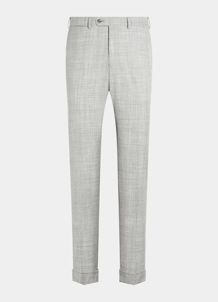 SUITSUPPLY All Season Pure Tropical Wool S120's by Vitale Barberis Canonico, Italy Light Grey Three-Piece Tailored Fit Havana Suit