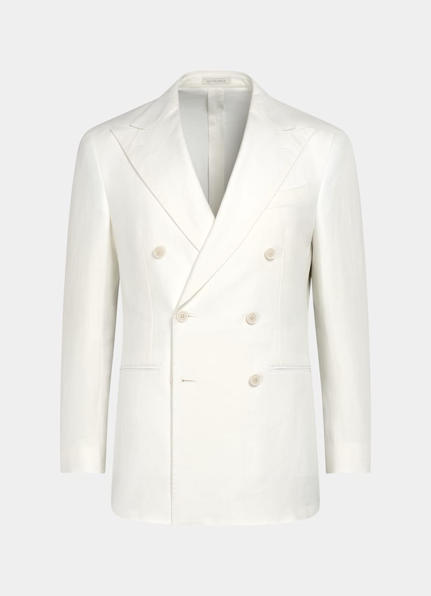 SUITSUPPLY Summer Pure Linen by Libeco, Belgium Off-White Tailored Fit Havana Suit