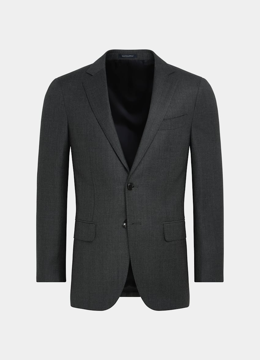 Dark Grey Bird's Eye Sienna Suit in Pure S130's Wool Dark Grey Bird's Eye Sienna Suit in Pure S130's Wool
