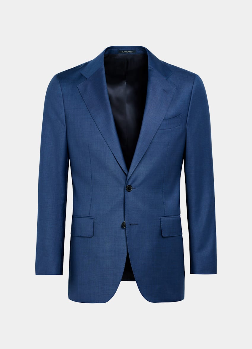 SUITSUPPLY Pure S110's Wool by Vitale Barberis Canonico, Italy  Mid Blue Three-Piece Tailored Fit Havana Suit