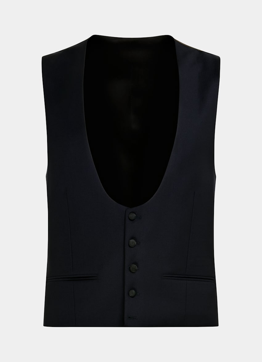 SUITSUPPLY All Season Pure S110's Wool by Vitale Barberis Canonico, Italy  Navy Three-Piece Tailored Fit Lazio Tuxedo