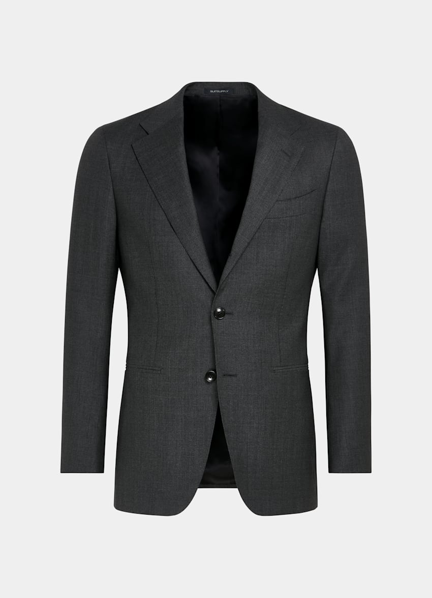 SUITSUPPLY Pure S130's Wool by Vitale Barberis Canonico, Italy Dark Grey Bird's Eye Havana Suit