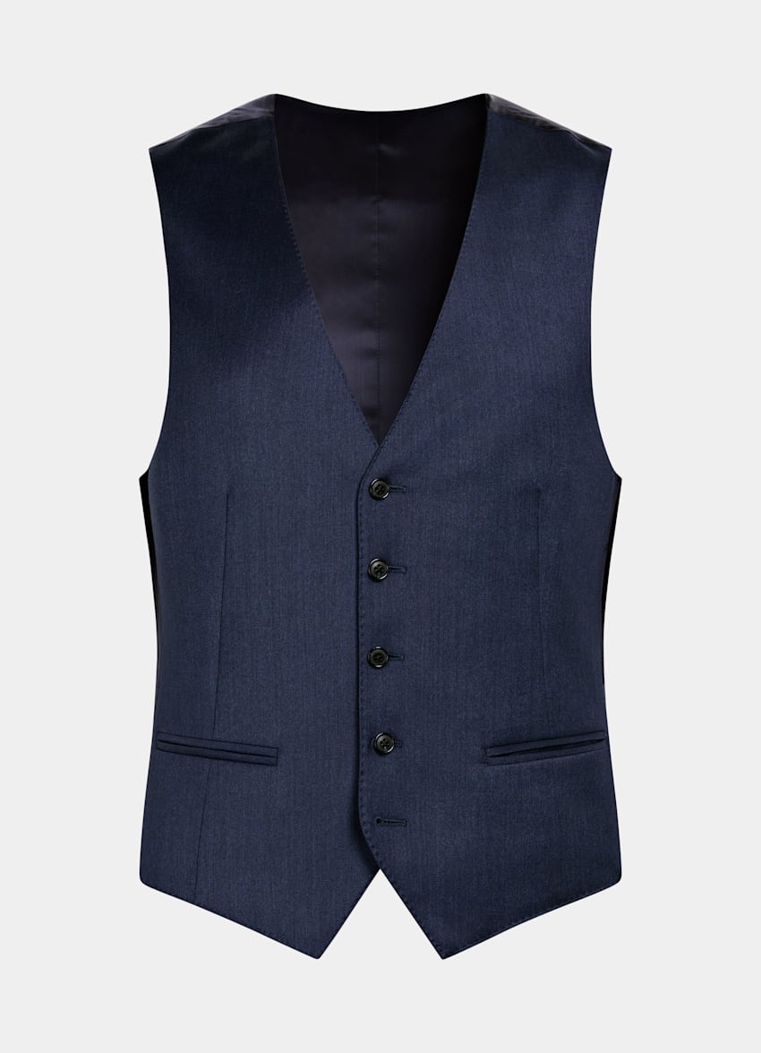 SUITSUPPLY All Season Pure S110's Wool by Vitale Barberis Canonico, Italy Mid Blue Three-Piece Tailored Fit Havana Suit