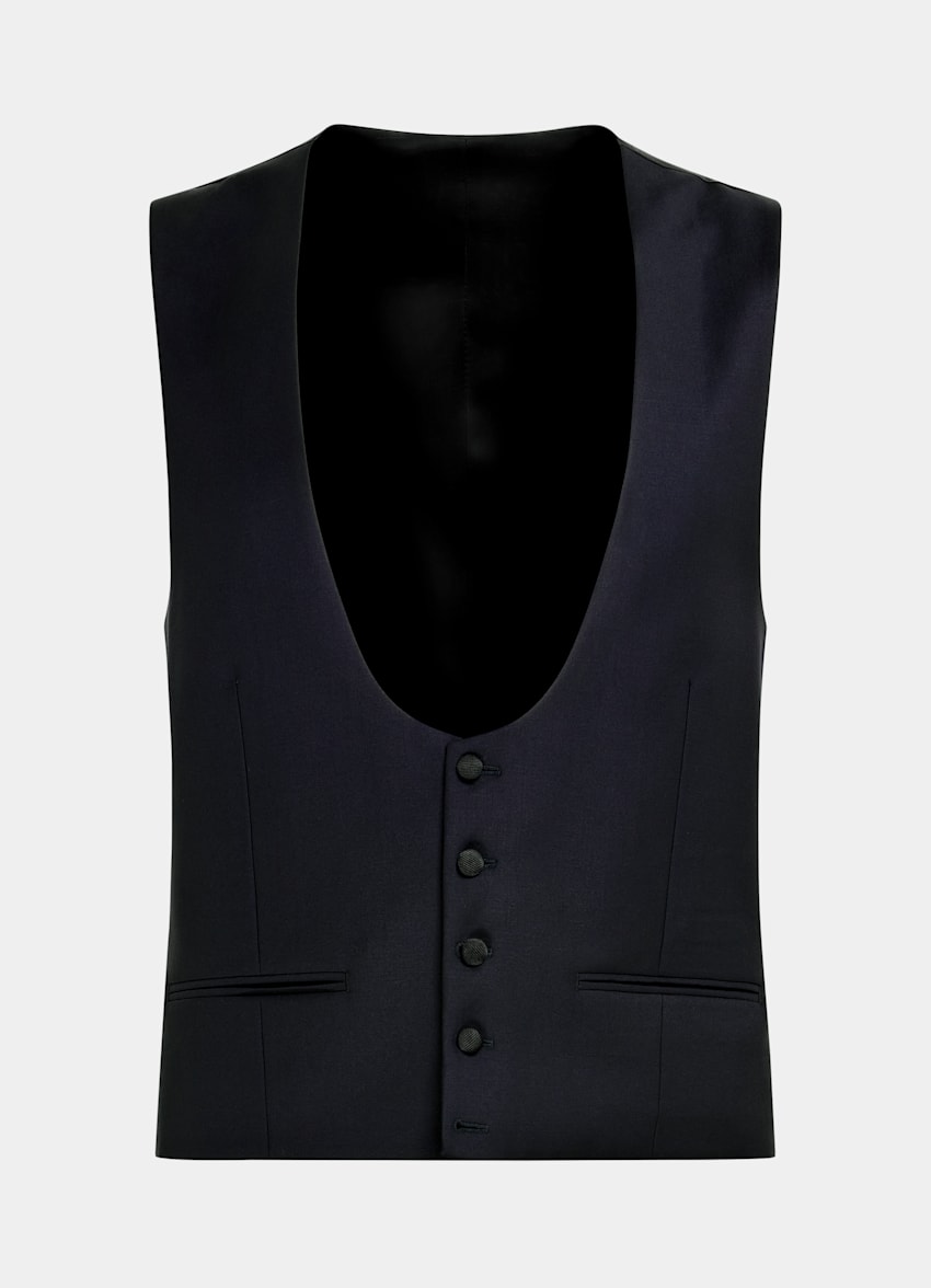SUITSUPPLY All Season Pure S110's Wool by Vitale Barberis Canonico, Italy Navy Three-Piece Tailored Fit Havana Tuxedo