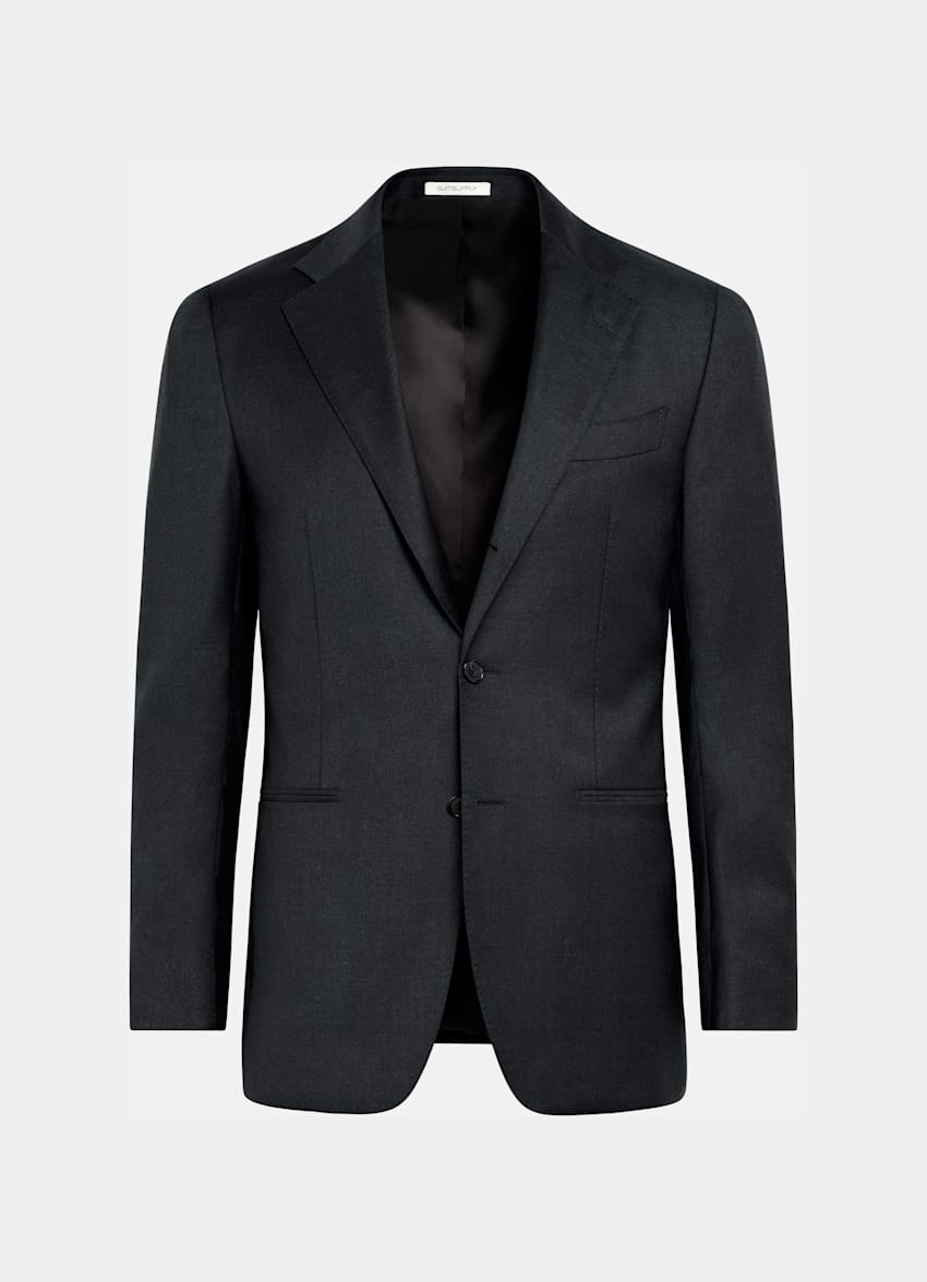 SUITSUPPLY All Season Pure Wool by Reda, Italy Dark Grey Perennial Tailored Fit Havana Suit