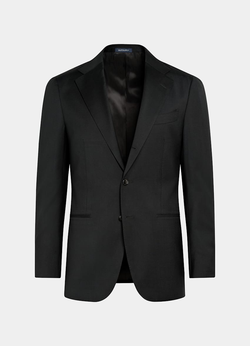 SUITSUPPLY All Season Pure Wool by Reda, Italy Black Perennial Tailored Fit Havana Suit