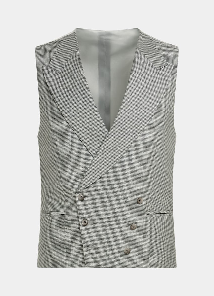 SUITSUPPLY Été Laine, soie et lin - Rogna, Italie Costume trois pièces Havana coupe Tailored gris clair