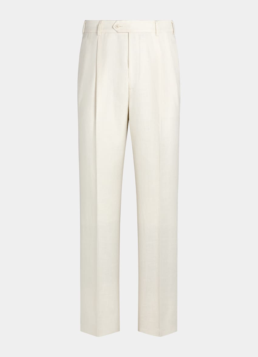 SUITSUPPLY Summer Wool Silk Linen by E.Thomas, Italy Off-White Relaxed Fit Roma Suit