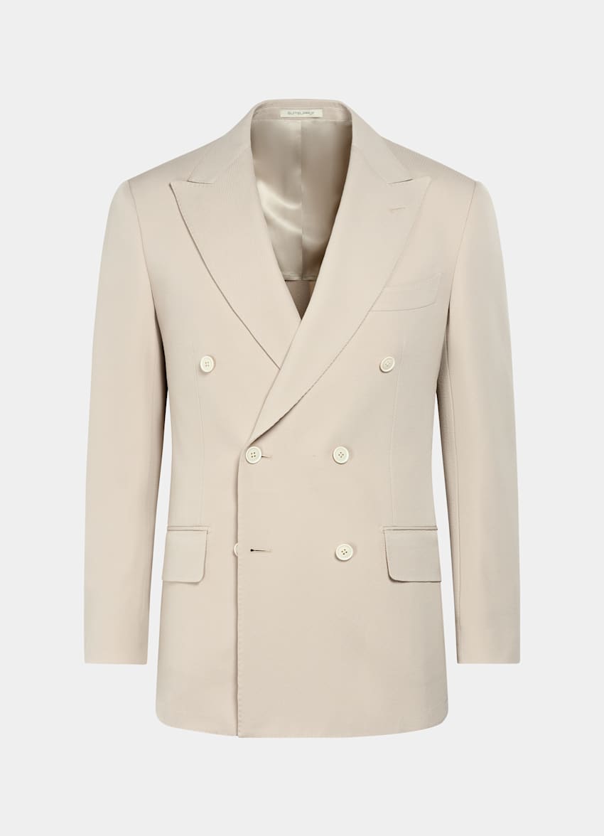 SUITSUPPLY All Season Wrinkle-Free 4-Ply Wool by Rogna, Italy Light Brown Tailored Fit Milano Suit