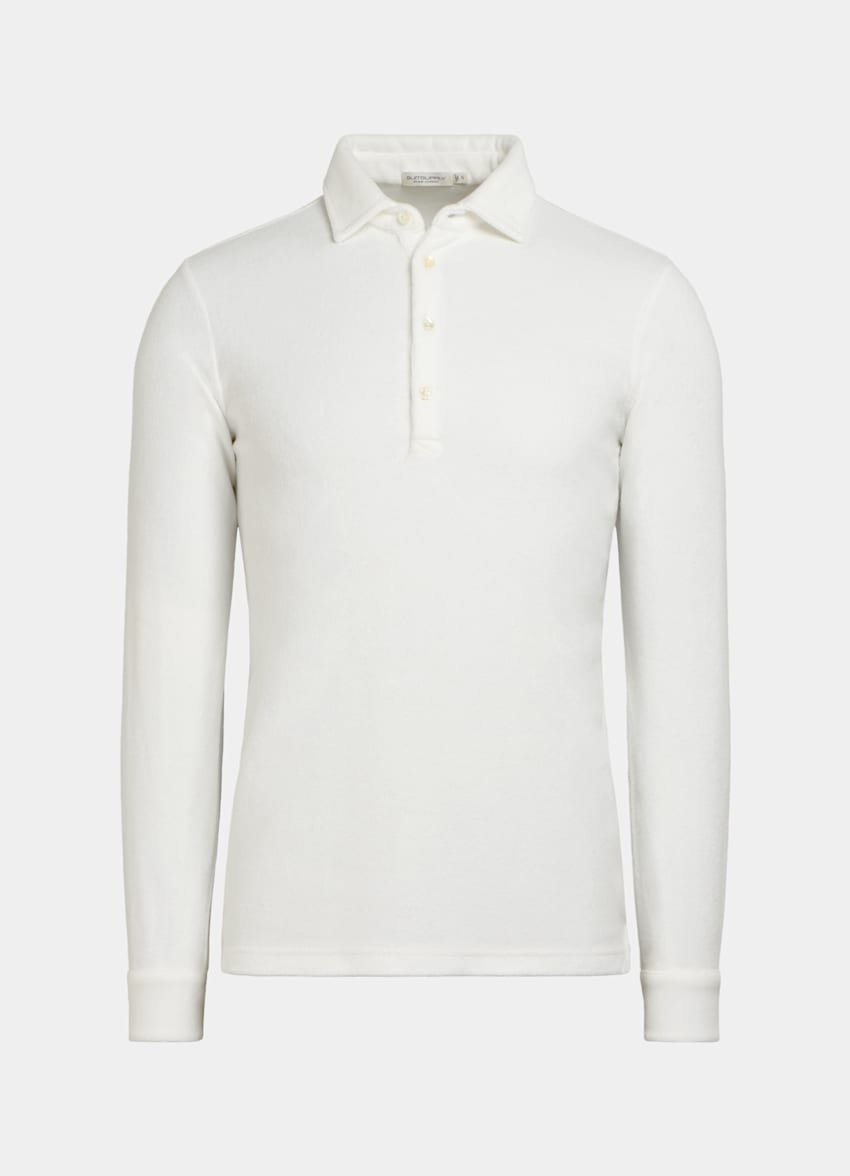 SUITSUPPLY Pure Cotton White Long Sleeve Polo Casual Set