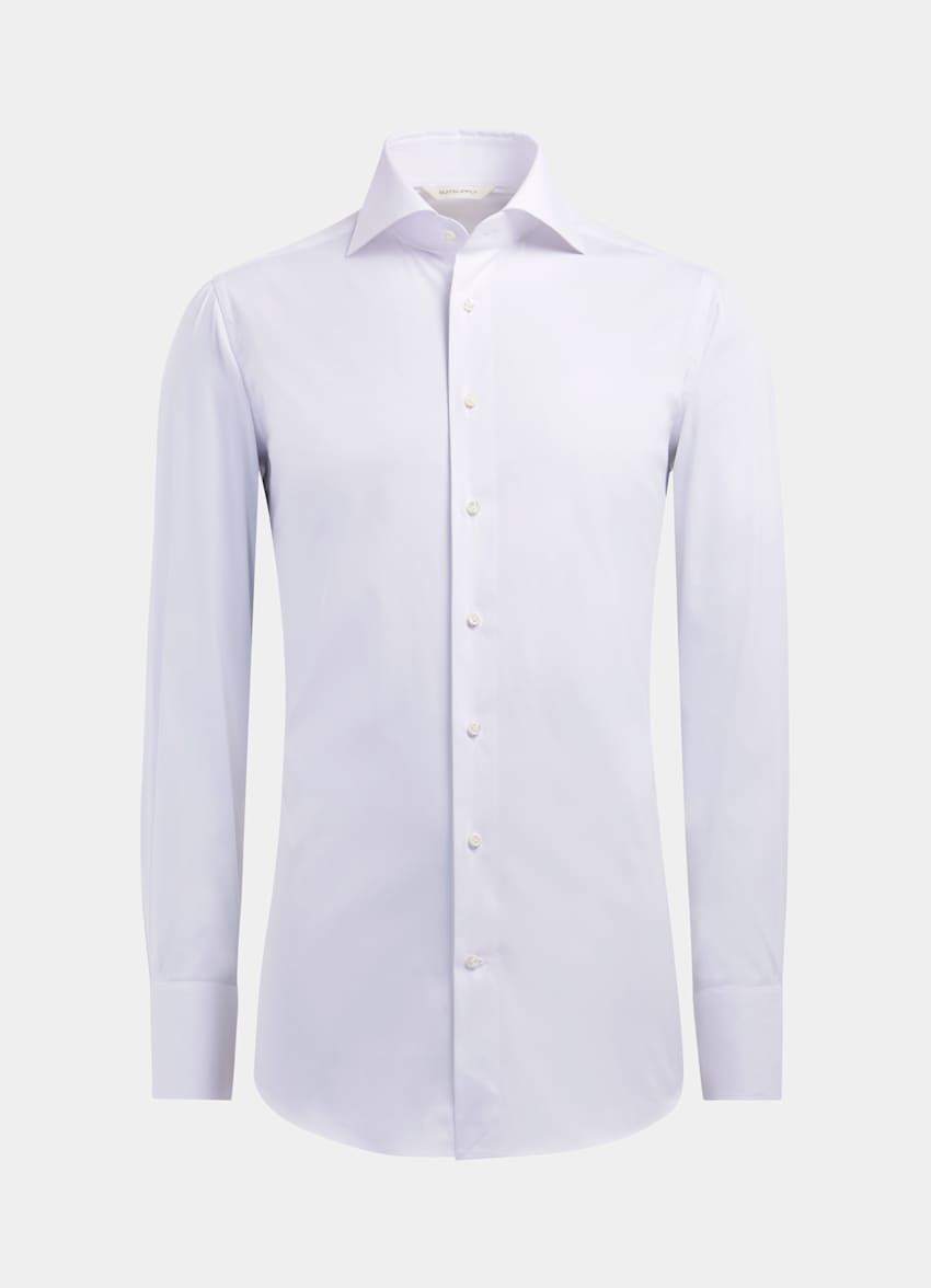 SUITSUPPLY Stretch Cotton Polyamide by Albini, Italy White Poplin Extra Slim Fit Shirt