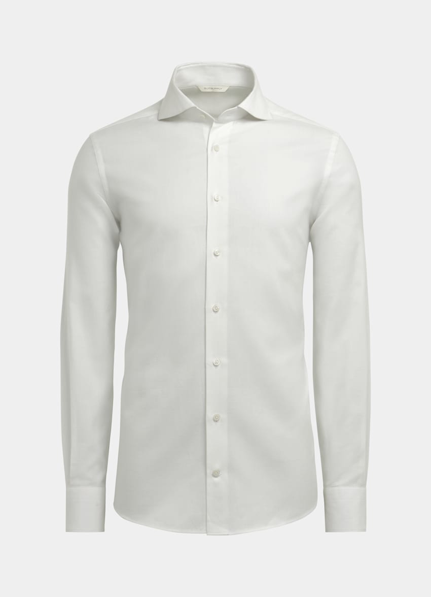 SUITSUPPLY Egyptian Cotton Flannel by Thomas Mason, Italy Off-White Slim Fit Shirt