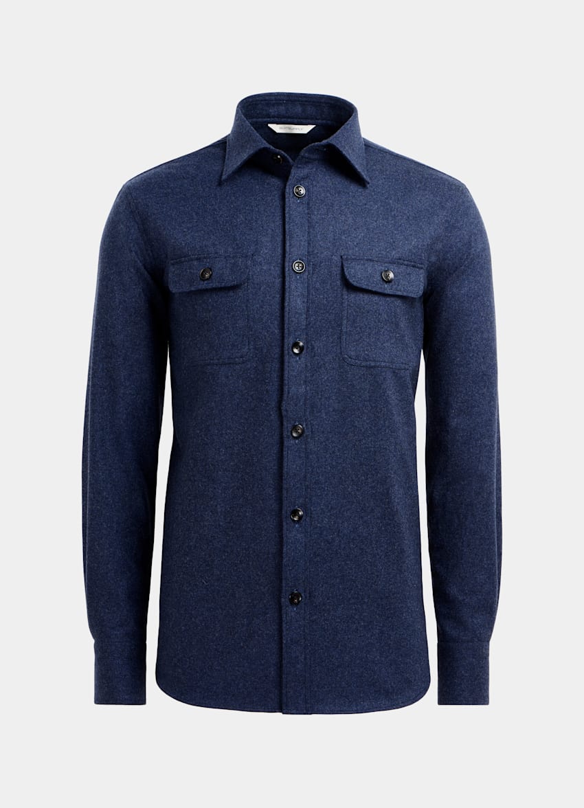 Blue Overshirt | Circular Wool Flannel | Suitsupply Online Store