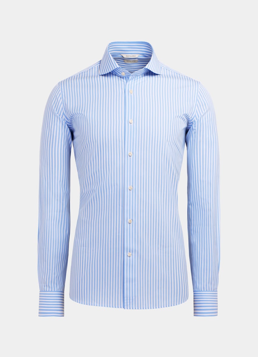SUITSUPPLY Coton égyptien - Tessitura Monti, Italie Chemise coupe ajustée en twill bleu clair