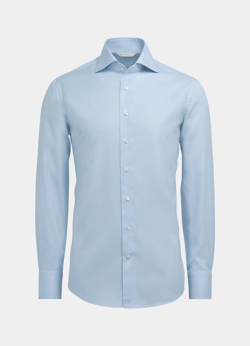 SUITSUPPLY 意大利 Thomas Mason 生产的埃及棉面料 浅蓝色斜纹特别修身剪裁衬衫