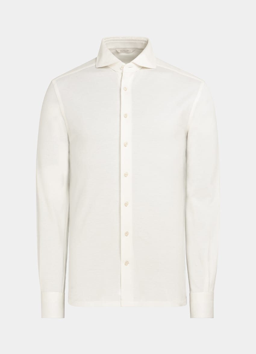 SUITSUPPLY Knitted Egyptian Cotton by Tessilmaglia, Italy Off-White Extra Slim Fit Shirt