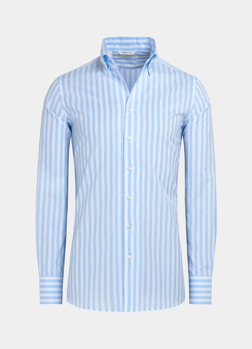 SUITSUPPLY Algodón y lino de Albini, Italia Camisa corte Extra Slim azul claro