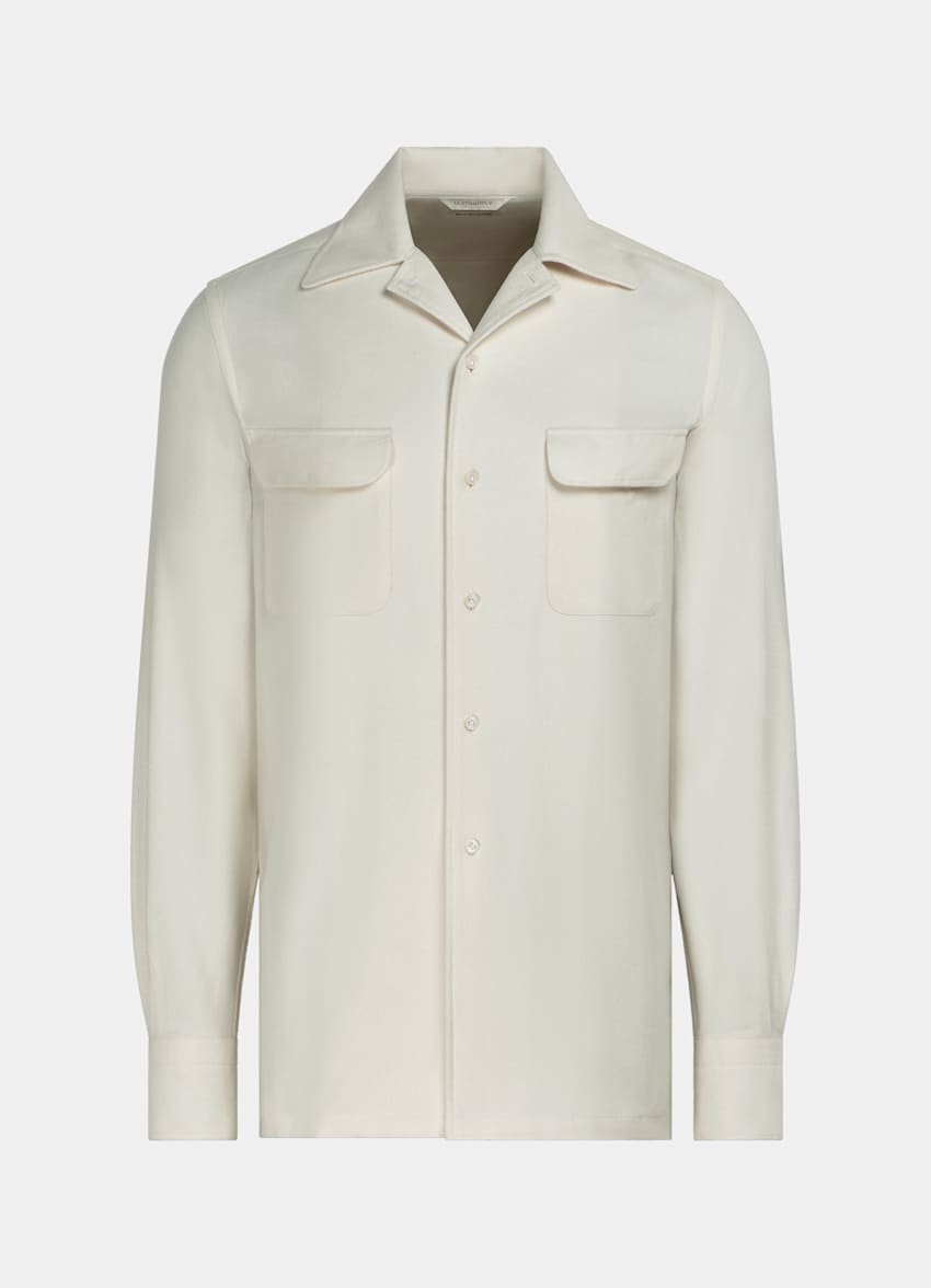 SUITSUPPLY Egyptian Cotton Flannel by Canclini, Italy Off-White Safari Shirt