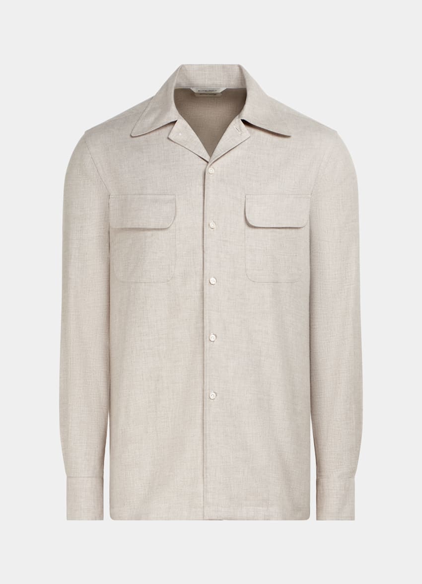 SUITSUPPLY Egyptian Cotton Flannel by Beste, Italy Sand Safari Shirt