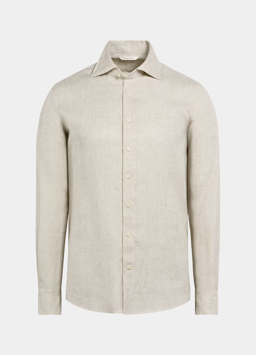 SUITSUPPLY Pure Linen by Albini, Italy Sand Slim Fit Shirt