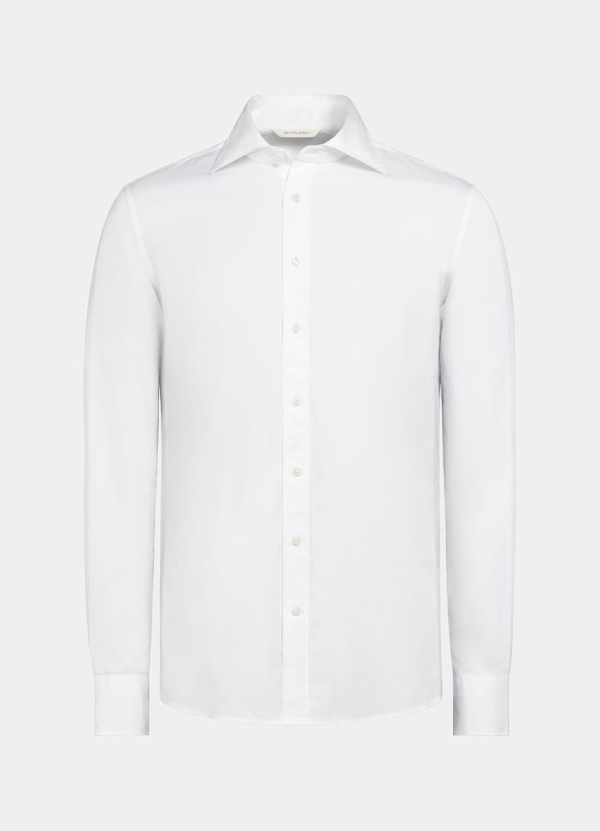SUITSUPPLY Egyptian Cotton by Testa Spa, Italy White Poplin Extra Slim Fit Shirt