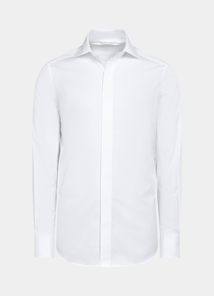 SUITSUPPLY Algodón egipcio de Testa Spa, Italia Camisa de esmoquin blanca de sarga corte Tailored