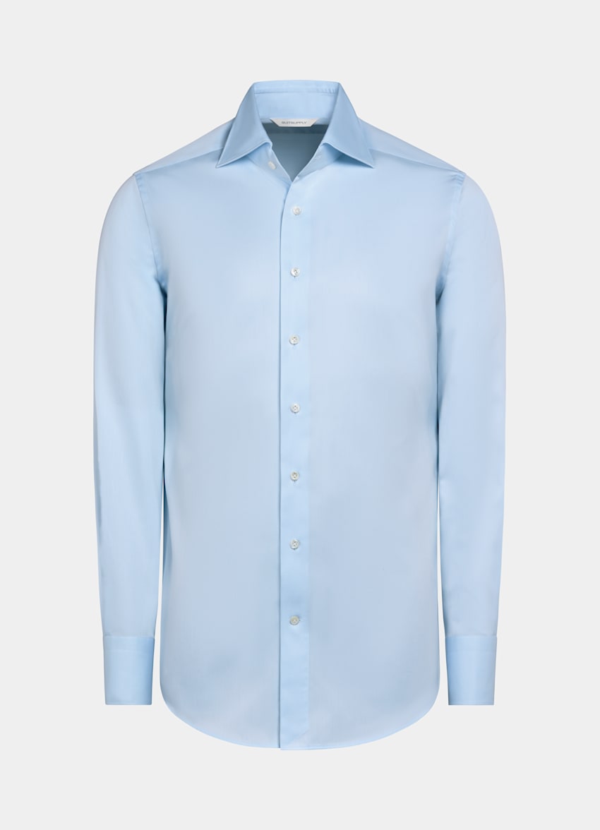 SUITSUPPLY Egyptian Cotton by Thomas Mason, Italy Light Blue Poplin Tailored Fit Shirt