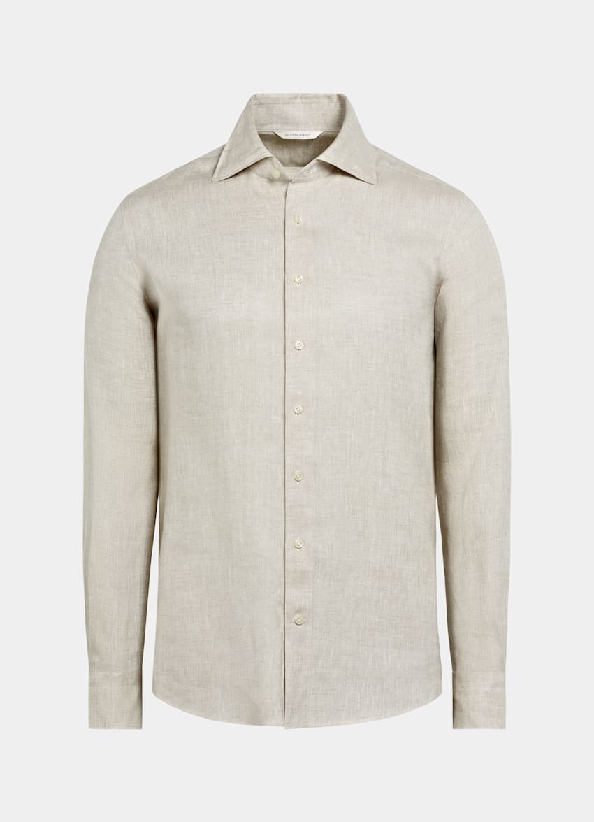 SUITSUPPLY Pure Linen by Albini, Italy Sand Tailored Fit Shirt