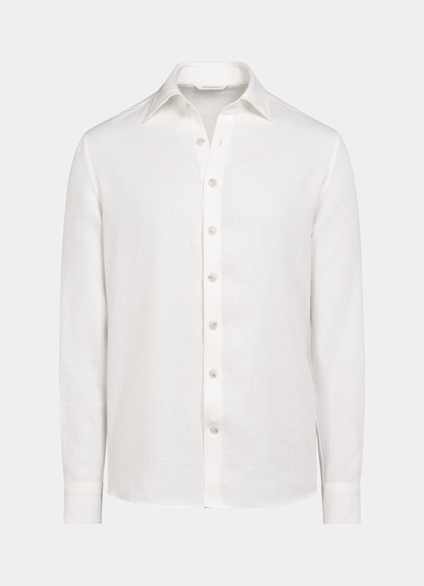 SUITSUPPLY Puro lino de Di Sondrio, Italia Camisa blanca corte Tailored