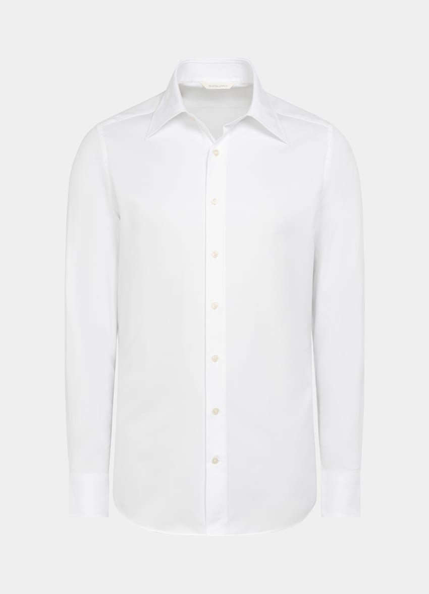 SUITSUPPLY Egyptian Cotton by Albini, Italy White Large Classic Collar Tailored Fit Shirt