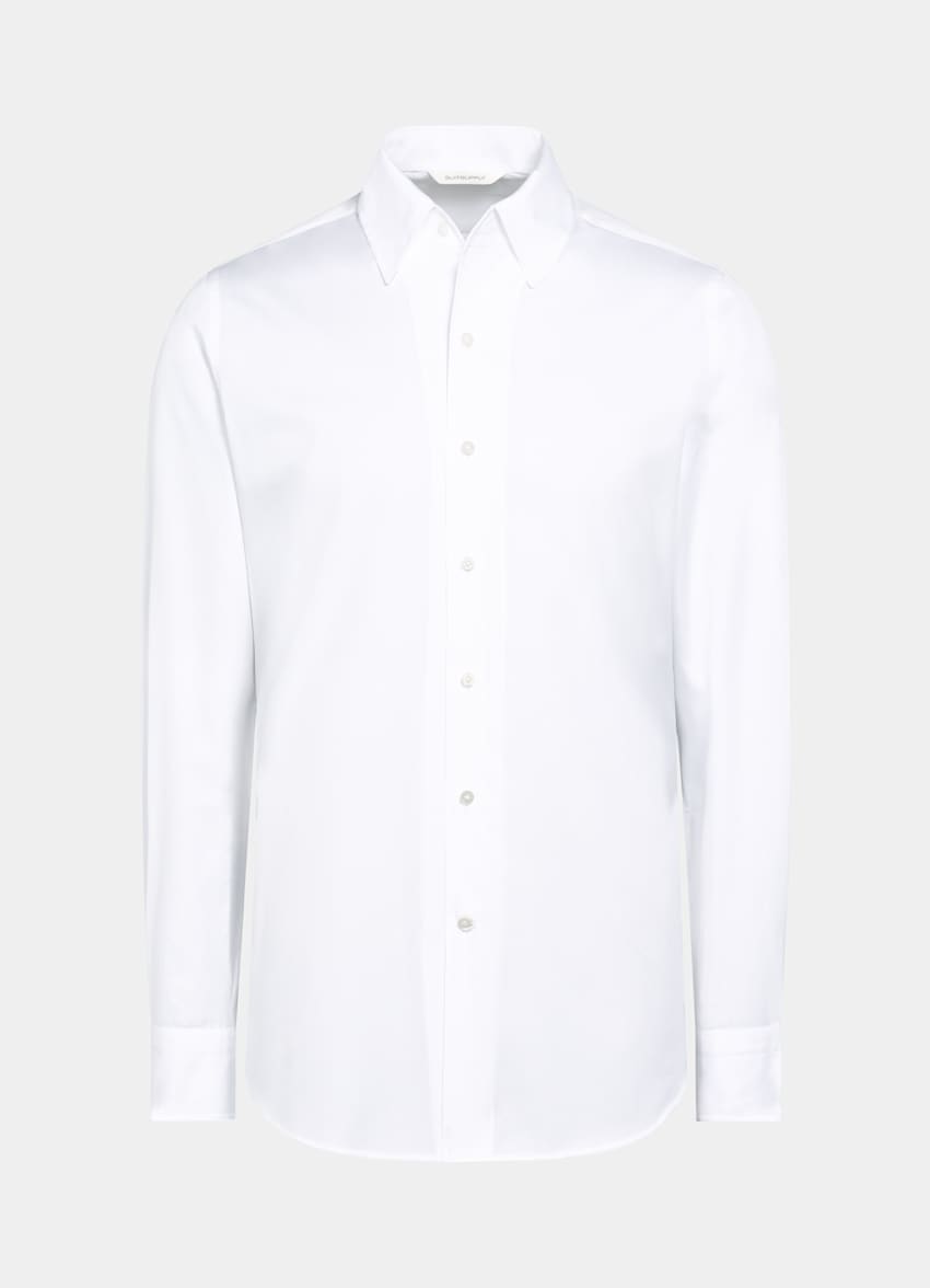 SUITSUPPLY Egyptian Cotton by Testa 1919 Srl, Italy White Classic Collar One Piece Tailored Fit Shirt