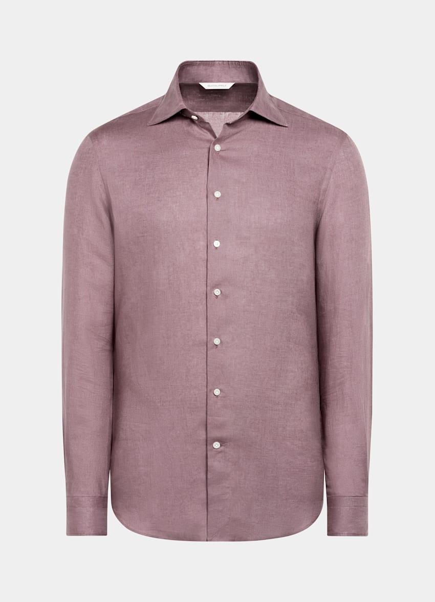 SUITSUPPLY Pure Linen by Baird McNutt, United Kingdom Purple Tailored Fit Shirt