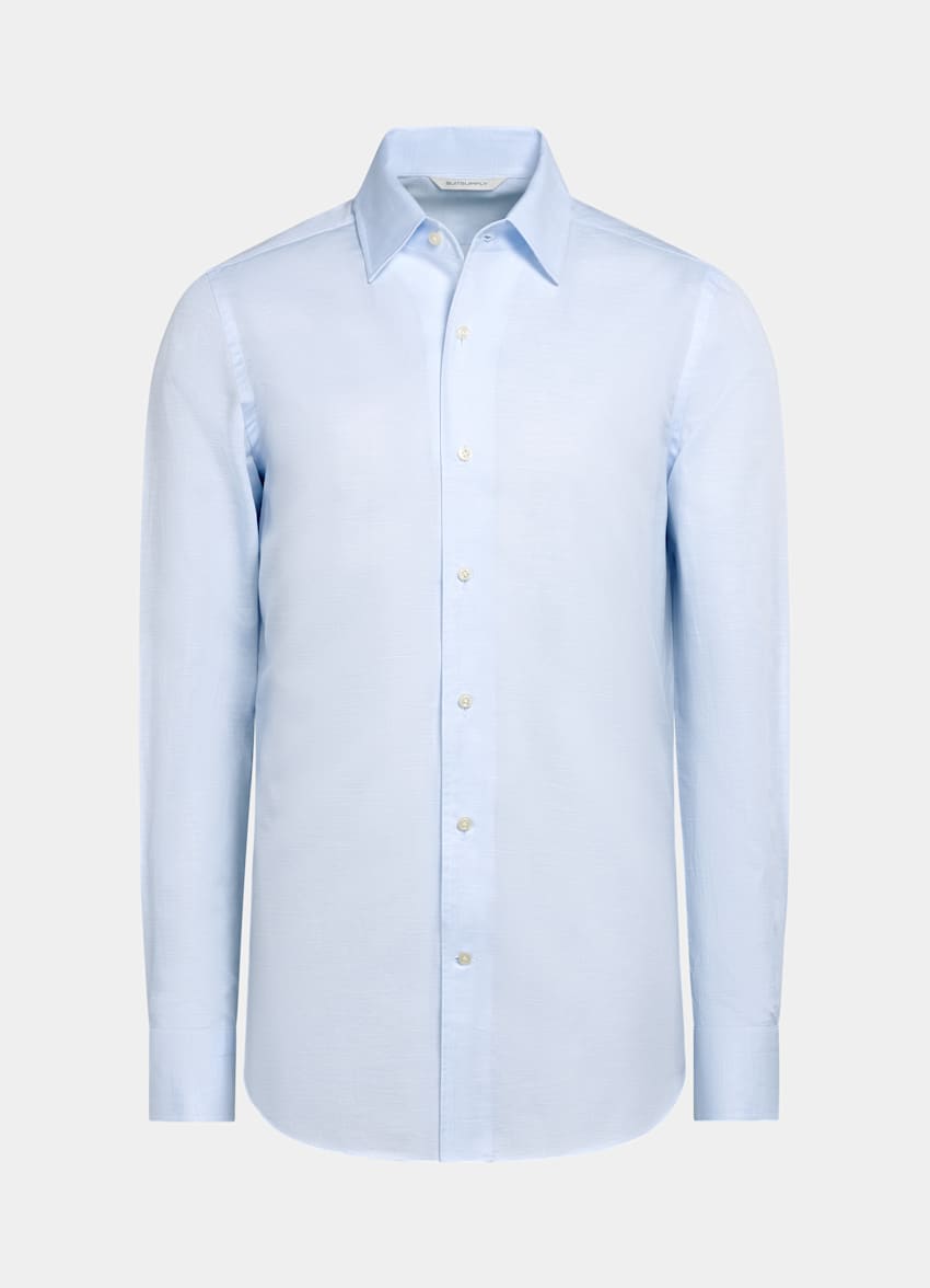 SUITSUPPLY Cotone e lino - Testa 1919 Srl, Italia Camicia azzurra tailored fit