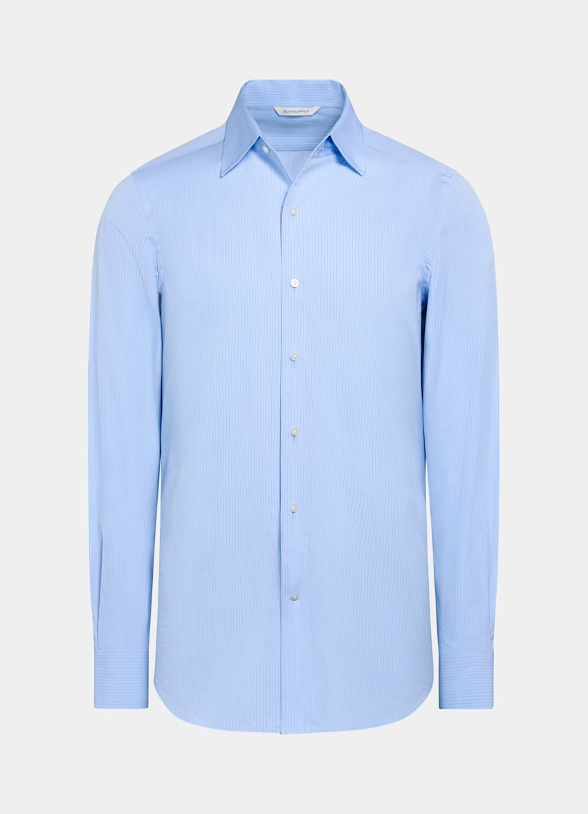 SUITSUPPLY Ägyptische Baumwolle von Thomas Mason, Italien Hemd mittelblau gestreift Tailored Fit