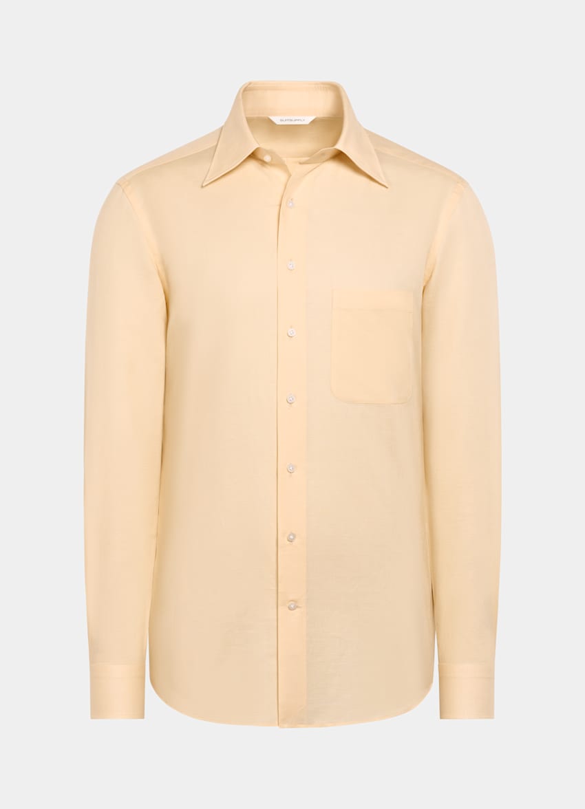 SUITSUPPLY Linen Cotton by Testa 1919 Srl, Italy Light Yellow Tailored Fit Shirt