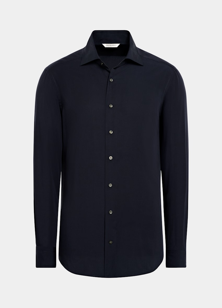 SUITSUPPLY Pure Lyocell by Albini, Italy Navy Tailored Fit Shirt