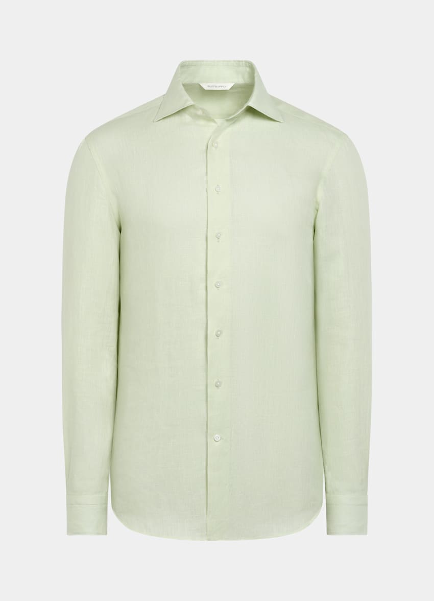 SUITSUPPLY Pure Linen by Baird McNutt, United Kingdom Light Green Tailored Fit Shirt