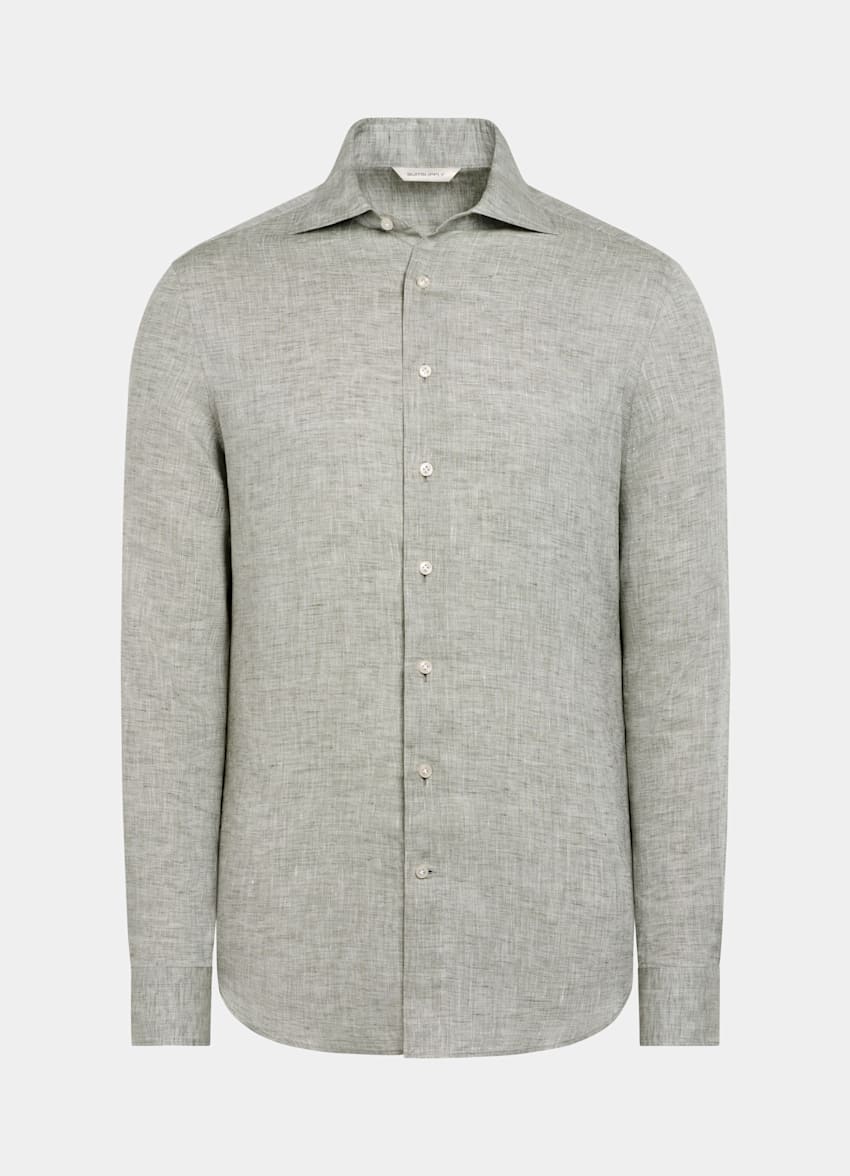 SUITSUPPLY Pure Linen by Albini, Italy Light Green Relaxed Fit Shirt