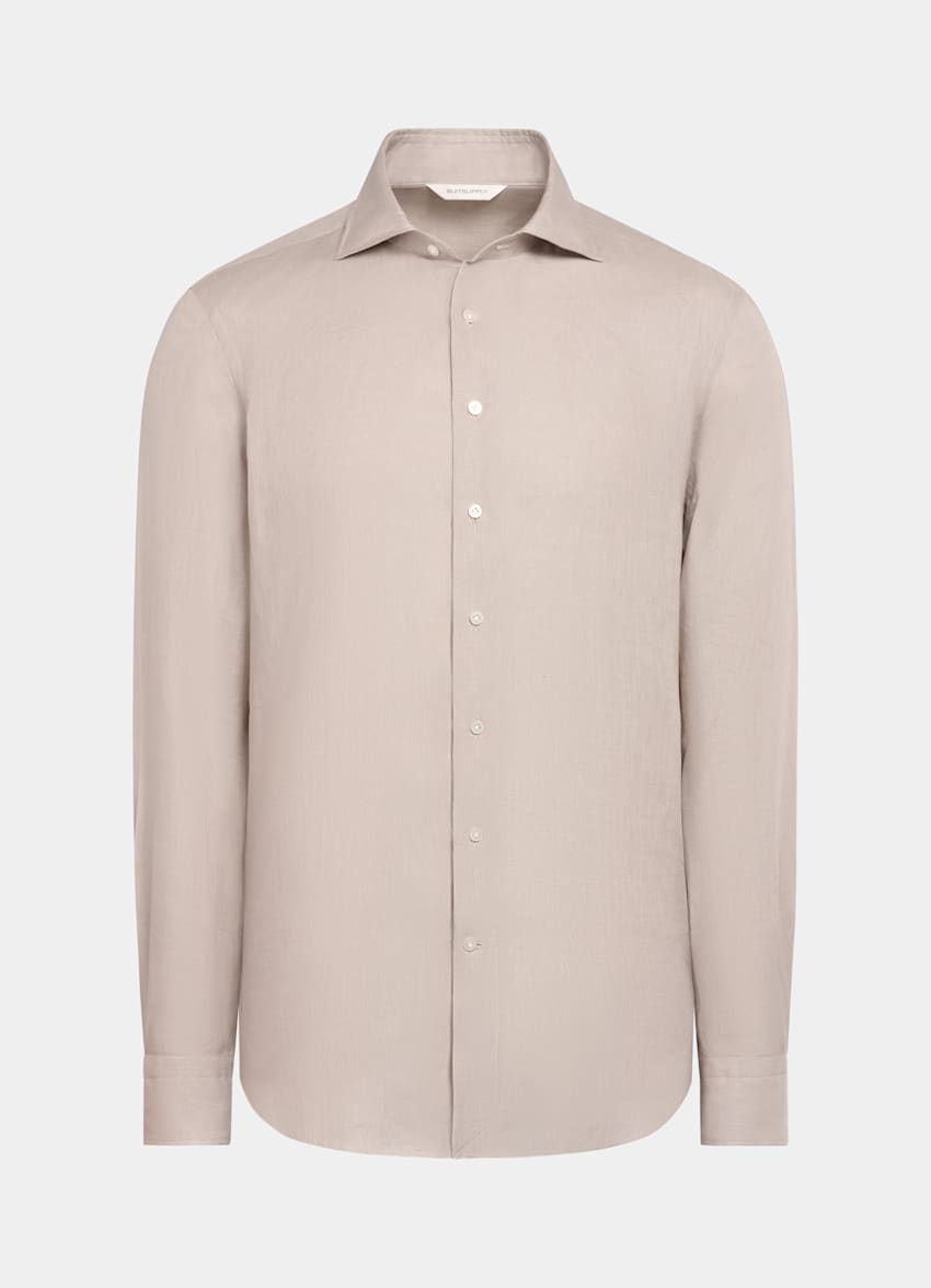 SUITSUPPLY Pure Linen by Baird McNutt, United Kingdom Taupe Relaxed Fit Shirt