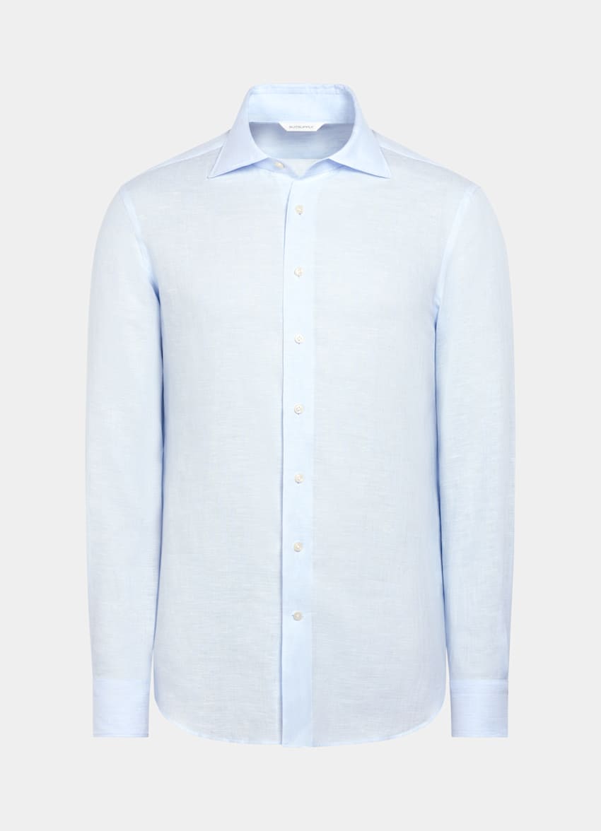 SUITSUPPLY Pure Linen by Albini, Italy Light Blue Relaxed Fit Shirt